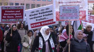 Mehrere Demonstranten bei einer Pro-Palästina Demo. (Foto: SR)