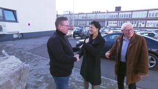 Sahra Wagenknecht beim Gespärchstermin mit Saarstahl Betriebsrat (Foto: SR)