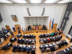 Blick auf den Plenarraum des saarländischen Landtags (Foto: picture alliance/dpa | Harald Tittel)