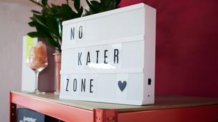 "No Kater Zone" steht auf einem Schild in einem Laden für alkoholfreie Getränke (Foto: picture alliance/dpa | Annette Riedl)