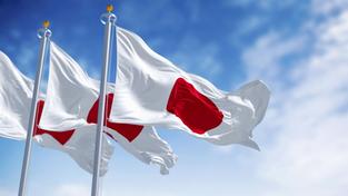 Japanische Nationalflaggen wehen im Wind (Foto: picture alliance / Zoonar | Valerio Rosati)