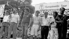 SR 1-Moderatorenteam, Schülerferienfest1986: (v.l.n.r) Dr. Peter Kleiß, Wolfgang Hellmann, Wilfried Eckel, Volkmar Lodholz, Gerd Arend, Manfred Sexauer, Bernd Duszynski (Foto: SR/Franz Mees)