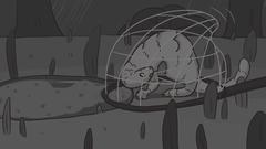Auf einer Zeichnung wird ein Schuppentier im Netz gefangen. (Foto: SR/Luisa Bäßmann)