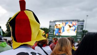 Fußballfans verfolgen beim Public Viewing ein Spiel. (Foto: picture alliance / Patrick Seeger/dpa)