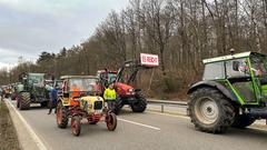 Protestierende Landwirte auf dem Weg nach Riegelsberg (Foto: Jonas Degen / SR)