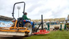 Neuer Rasen wird im Ludwigsparkstadion verlegt (Foto: SR / Sebastian Knöbber)