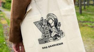 Das „Saarvenir“ als Druckmotiv auf einem Jutebeutel (Foto: Tourismuszentrale Saarland)