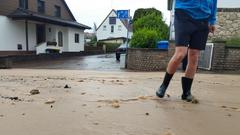 Überflutete Straße bei Starkregen in Kleinblittersdorf (Foto: SR / Patrick Wiermer)