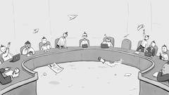 Comiczeichnung: Chaos im UN-Sicherheitsrat (Foto: SR/Eric Heit)