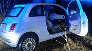 Der verunfallte Fiat 500 (Foto: Bundespolizeiinspektion Saarbrücken)
