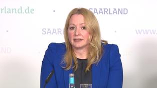 Christine Streichert-Clivot bei einer Pressekonferenz (Foto: SR Fernsehen)