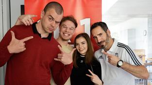 Maria Clara Groppler, Nikita Miller & Nick Schmid im SR 1-Studio (Foto: SR)
