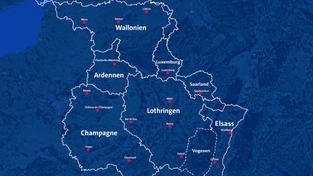 Karte der Region Wallonie, Lothringen, Champagne, Elsass, Vogesen, Ardennen (Foto: SR)