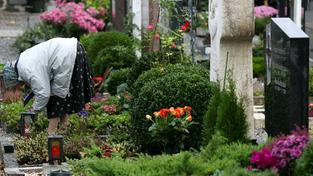 Friedhofsbesucherin bei der Grabpflege (Foto: picture alliance/dpa)