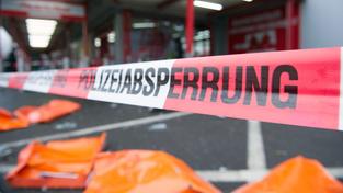 Polizeiabsperrung nach einer Geldautomatensprengung (Foto: P. D'Angiolillo/SR)