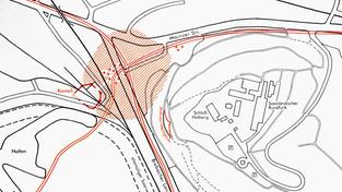 Situationsplan mit Eintragung des römischen Siedlungsbereiches und Fernstraßennetzes nebst Mithras-Heiligtum (Mithras-Höhle/-Grotte). (Foto: SR)