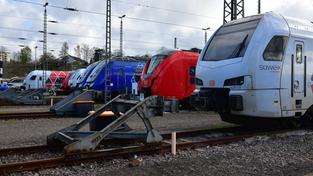 Im Saarbrücker Hauptbahnhof fahren am 27.03.2023 wegen eines Streiks keine Züge. (Foto: Imago/BeckerBredel)