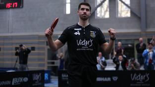 Patrick Franziska (Saarbrücken) bejubelt den Satzgewinn im zweiten Spiel  (Foto: IMAGO / Jan Huebner)