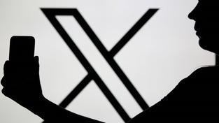 Eine Person steht mit einem Smartphone vor einem großen X-Logo (Foto: IMAGO / NurPhoto)