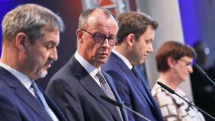 Bekanntgabe Einigung auf Koalition von CDU, CSU und SPD: Markus Söder, Friedrich Merz, Lars Klingbeil, Saskia Esken  (Foto: IMAGO / dts Nachrichtenagentur)