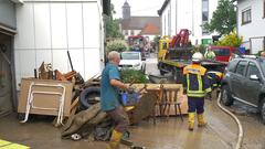 Aufräumarbeiten nach dem Hochwasser durch Starkregen in Bliesransbach (Foto: Pasquale d'Angiolillo)