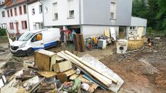 Aufräumarbeiten nach dem Hochwasser durch Starkregen in Bliesransbach (Foto: Pasquale d'Angiolillo)