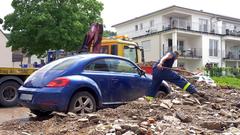 Aufräumarbeiten nach dem Hochwasser durch Starkregen in Kleinblittersdorf (Foto: Pasquale d'Angiolillo)