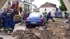 Aufräumarbeiten nach dem Hochwasser durch Starkregen in Kleinblittersdorf (Foto: Pasquale d'Angiolillo)