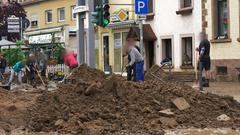 Aufräumarbeiten nach dem Hochwasser durch Starkregen in Kleinblittersdorf (Foto: Pasquale d'Angiolillo)