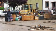 Aufräumarbeiten nach dem Hochwasser durch Starkregen in Kleinblittersdorf (Foto: Pasquale d'Angiolillo)