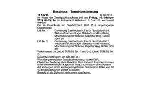 Ausschreibung der Zwangsversteigerung "Auf Kappelt" -  (Foto: SR)