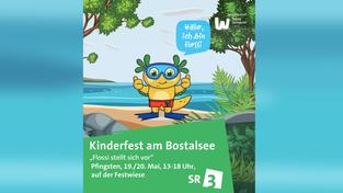 "Hallo, ich bin Flossi" - Plakat zum Kinderfest am Bostalsee 2024:  (Foto: SR)