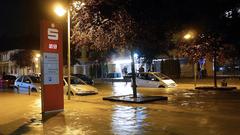 Das Hochwasser in Kleinblittersdorf in der Nacht (Foto: Julian Colbus)