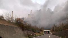 Feuer im Kraftwerk Ensdorf. Starke Rauchentwicklung. (Foto: SR)