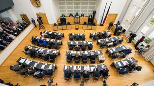 Die Abgeordneten im saarländischen Landtag. (Foto: dpa/Oliver Dietze)