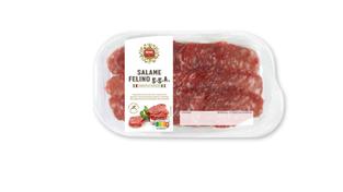 Lebensmittelwarnung Salami. REWE Feine Welt, SALAME FELINO g.g.A, 80 g. (Foto: Hersteller)