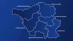 Karte des Saarlandes mit dem Landkreisen (Foto: SR)
