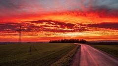 Sonnenaufgang an der Römerstrasse bei Ommersheim. (Foto: Rolf Habermann)