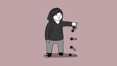 Gomringer mit Hoodie, Mic Drop (Foto: Illustration Valérie Minelli)