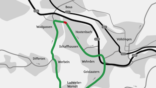 Umleitung bei Bauarbeiten in Ortsdurchfahrt Wadgassen. (Foto: Landesbetrieb für Straßenbau)