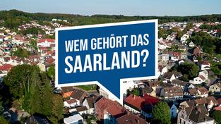 Das Logo von "Wem gehört das Saarland" über einer Panoramaansicht von Friedrichsthal (Foto: Alexander M. Groß/SR)