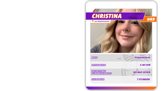 Steckbrief von Christina in Form einer Quartett-Karte. (Foto: UNSERDING)